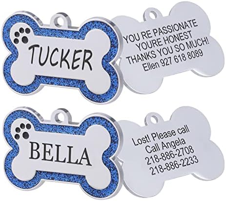 Персонални идентификационни етикети за домашни любимци Aimeng от неръждаема стомана с дизайн от блестяща игра на Знаците за кучета с ДЪЛБОКА Надпис, Гравиран на дома?