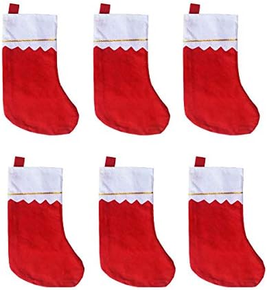LSHDXD HERRA 6 бр., Коледни Чорапи, Чорап 15 инча, Основни Филц Чорапи Направи си сам Коледни Чорапи за Камината, Подарък пакет за Бонбони, Коледна Елха, Висящи Бижута, Колед?
