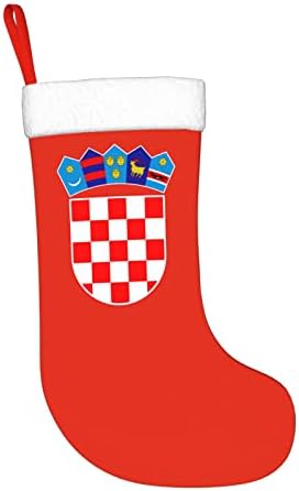 Cutedwarf Национален Герб на Хърватия Коледен Отглеждане на Коледна Украса Класически 18 Инча Окачен Чорап за Камина