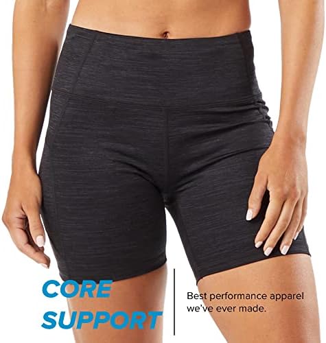 KORSA Hypnotic Compression 6 Short 2.0 за жени с джобове | Влагоотводящие, с висока талия и поддръжка на Кора | за джогинг, йога и фитнес зала | Черен Spacedye, XX-Large
