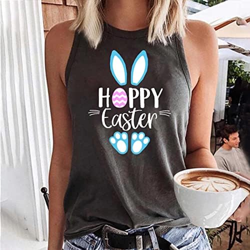 Дамски Великденски Ризи с Надпис Happy Easter и Кроличьими яйца, на върха на Бретелях, Модерен Пуловер Без Ръкави, Ежедневни Жилетка