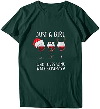 NaRHbrg Просто Момиче, Което Обича Вино и Коледни Блузи за Жени, Блуза, елегантно облечен Небрежно, За Любителите на Виното, Къс