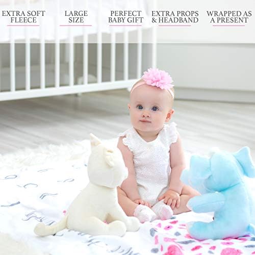 Одеало Sophia & Ivan Baby Monthly Камък | Включва Цветен Венец и превръзка на главата | от 1 до 12 месеца | От много меки отвътре премиум клас | най-Добрият фон за снимки | майките Де