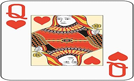 Керамични Държач за четка за зъби Ambesonne Queen, Игрална карти Queen of Hearts, Дизайн казина, Хазарт Покер Блекджек, Декоративна Универсален Плот за баня, 4,5 Х 2,7, Ярко жълто Бял