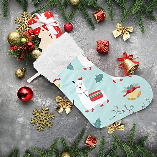 Коледни Чорапи ALAZA, Сини, Боядисани Ръчно Сладък Лама, Класически Персонализирани Големи Чорапи, Бижута за Семейни Тържества,