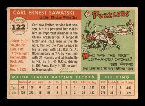 Карта на Карл Саватски с автограф от 1955 Topps #122 Chicago White Sox Инв #198322 - Бейзболни картички с автограф