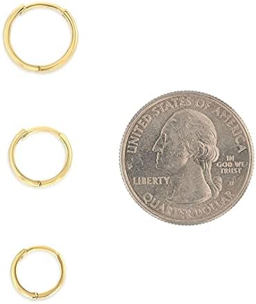 Обеци-обнимашки от 14-каратово злато 9 x 9 мм с кръгли обръч с Различни размери