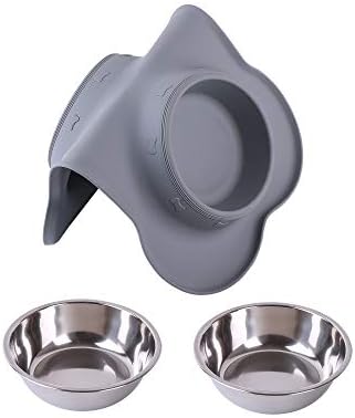 Купички за домашни кучета Hubulk 2 Купички за кучета от неръждаема стомана, без разлив, Нескользящий силикон мат + Лъжичка за храни
