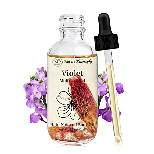 Универсално масло NP NATURES PHILOSOPHY Violet за лице, тяло и коса - Органично Растително Ароматно Етерично масло за суха кожата, скалпа и ноктите - 2 ет. унция
