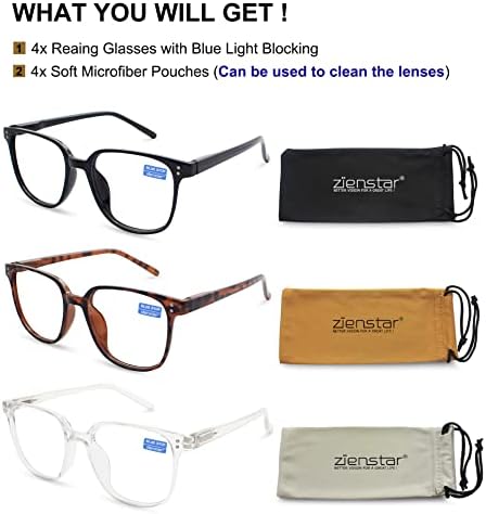 Очила за четене Zienstar за Жени и мъже, Блокиране на синя светлина, 3 опаковки, Извънгабаритни Модерни Компютърни Мъжки Ридеры, Извънгабаритни Женски Ридеры, Защита от