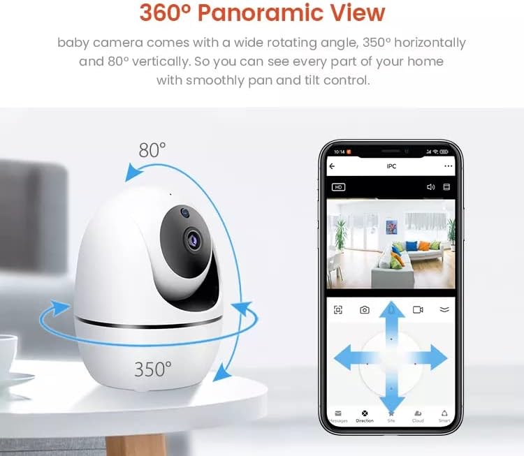 Двупосочна Звукова Аларма 360 ПР Baby Пет Cam Smart sasha Безжична Камера за наблюдение на детския сън 1080P WiFi Аудио и Видео