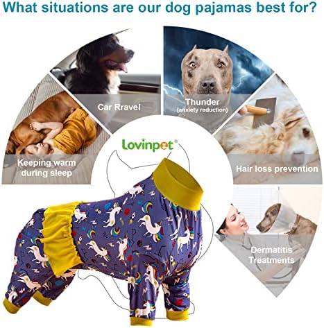 Костюми за големи кучета LovinPet - Риза След операцията, Принт под формата на ракета с Единорогом, Пижами За кучета с пълно покритие, Лека риза и Пуловер за по-големи Ку?