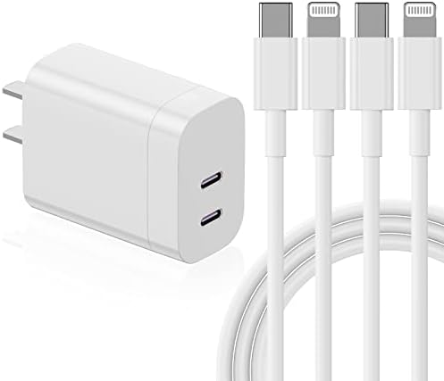 Блок за бързо зарядно устройство за iPhone и кабел, Конектор за електрически зареждане на USB C с 6-футовым кабел Lightning (2 бр),