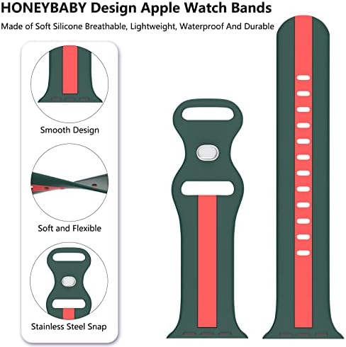 Дизайн каишка за Apple Watch 38 мм 40 мм 41 мм 42 мм 44 мм 45 мм за Жени и Мъже, Силиконови Спортни Сменяеми Каишки за часовници,