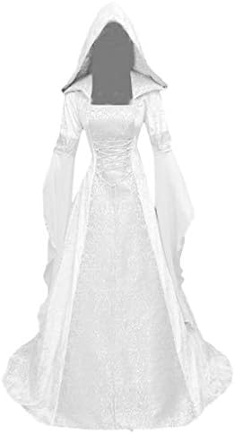 Рокля от епохата на Възраждането, Женски винтажное рокля-наметало на вещица с качулка и ръкави-една тръба, Средновековна сватбена рокля за cosplay на Хелоуин