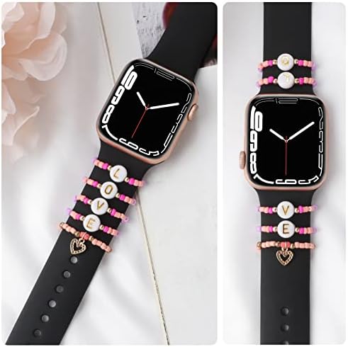 Ластични окачване-каишки за часовници от мъниста, съвместими с Apple Watch 38 мм 40 мм 41 мм 42 мм 44 мм 45 мм на 49 мм, Красиви