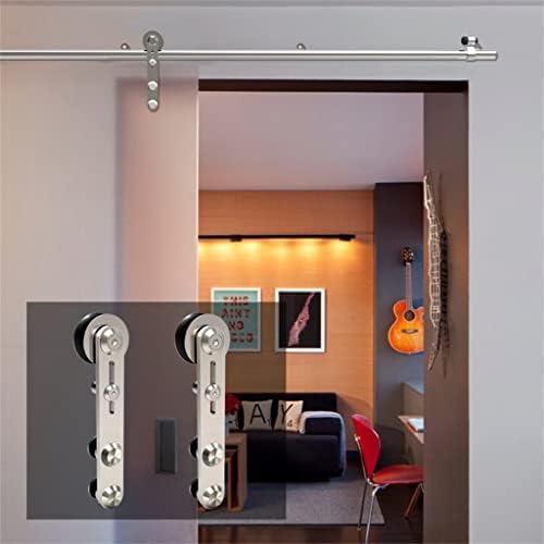 ygqzm 4-9,6 фута Кръгла форма от Сребро неръждаема стомана Puerta Corredera Дървен комплект обков за плъзгащи врати за една врата