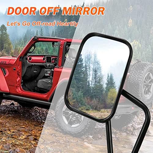 Врати без огледала, Съвместими с Jeep Wrangler JK JL & Unlimited, с защита от разклащане и огледало по-широк преглед, Облекчаване на вратата с огледала, улесняват монтирането на О
