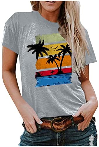 Блузи с Дизайн За момичета, Блузи с деколте Лодка, Блузи С Къс Ръкав, Плажни Секси Тропически Хавайски Летни Есенни Блузи, Дрехи SB