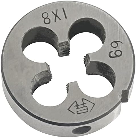 Метричен метчик Aceteel M8 x 1.0 и набор от клишета, Метчик конец за металообработващи машини HSS M8 X 1.0 mm и кръгла Резьбонарезная корона от легирана инструментална стомана M