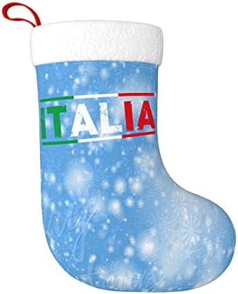 QG ZZX Коледни Чорапи с Бяла Супер Меки Плюшени Белезници Италия Италия Коледни Чорапи с Италиански Флаг Коледна Украса Отглеждане