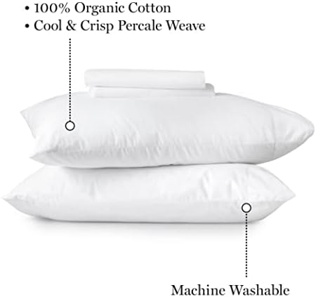 Комплект спално бельо Лукс от MARTHA STEWART King от 4 теми | Органичен памук, без ГМО | Брой нишки 200, Дишащ, мек, с дълбок