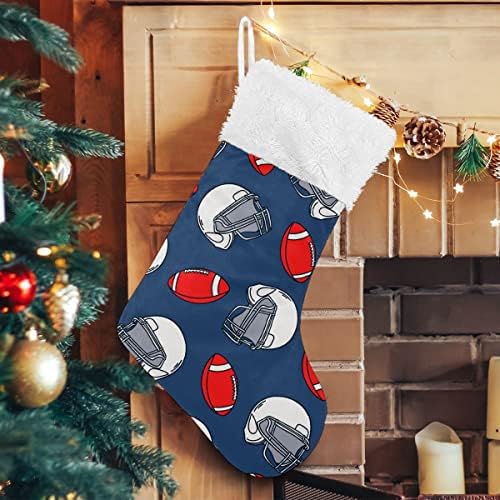 Коледни Чорапи С Шарките на Спортна Топка за Ръгби, Бяла Плюшен Маншет, Мерсеризованный Кадифе, Семеен Празник, Персонални Голям