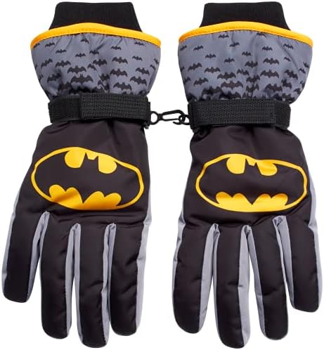 Ски ръкавици с Бэтменом за момчета WARNER BROS - Зимни Ски Ръкавици или Ръкавици с логото на Супергерой, Размер На 4-7 години, Ръкавица с Бэтменом