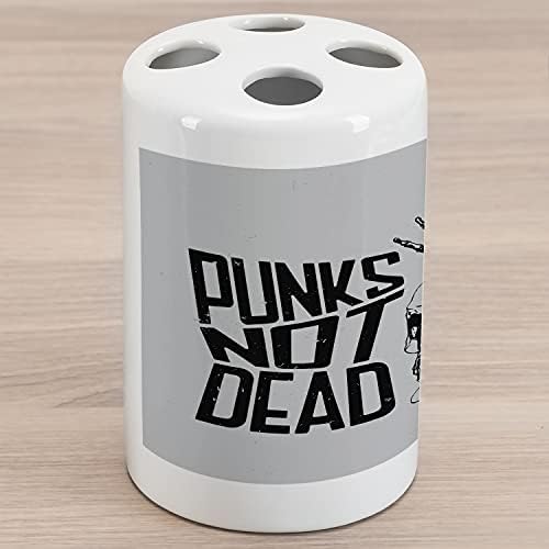 Керамични Държач за четка за зъби рок-група Lunarable, Дизайн Каллиграфического плакат Punks not Dead с череп в нюанси на сивото, Декоративна Универсален Плот за баня, 4,5 Х 2,7 С?