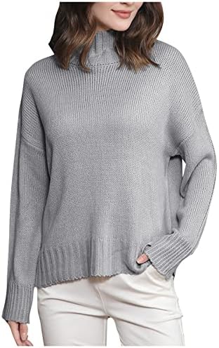 Дамски Пуловери HUANKD, Ежедневни Модни Възли Обикновена Пуловери с Дълги ръкави, Най-Поло, Ръкав