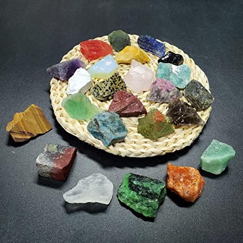 Rocktone 24 бр. Необработени камъни 0,7-1,5 Естествени Необработени Кристали за Оздравяване, Акробатика, Рязане, Полиране, Вики