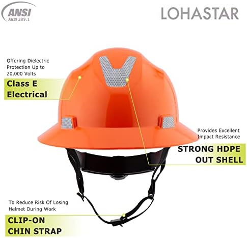 Защитна каска LOHASTAR с пълни полета, Одобрен ANSI Z89.1, шлемове Cascos De Construccion Тип I клас E, G & C, одобрени от ANSI