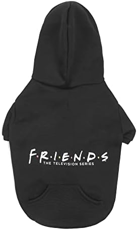 Hoody за кучета Friends the TV Show WB Friends, Черен с логото на Friends, Среден размер, с капак и джоб за лакомство или торбички за боклук | стоки, Стоки за домашни любимци Friends Show| Облек