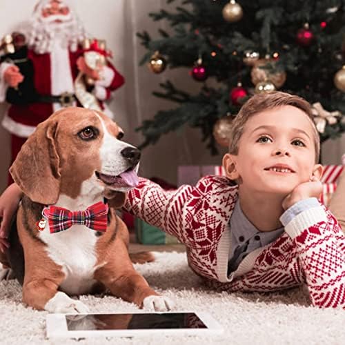 Коледен Нашийник за кучета Peclot, 2 опаковки, Класически Нашийници за кучета в клетката на Бъфало с Подвижна папийонка, Регулируем