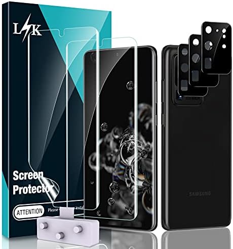[2 + 3 опаковки] Lϟk Предназначен за Samsung Galaxy S20 Ultra 5G 6,9 см, 2 опаковки гъвкави защитно фолио от TPU + 3 опаковки черна