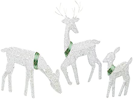 Комплект от 3 Бели Led Коледна украса с Подсветка цвят Женските Светлобежов, Външно Коледна Украса за Зимно Предните Дворове, Мини-Topper