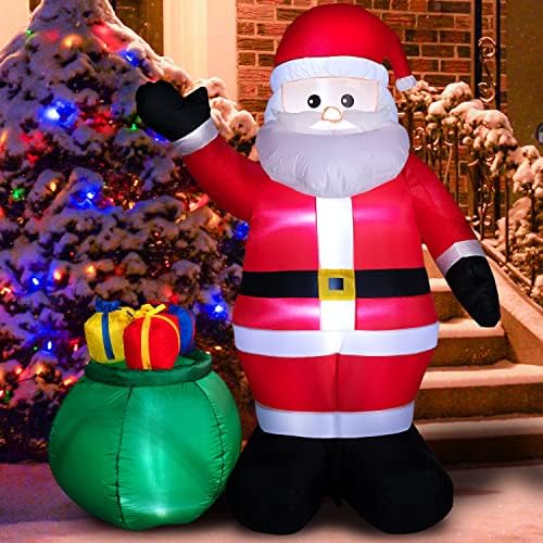 Kurala 6 ФУТА Коледен Надуваем Дядо Коледа с Вградени led Крушки, Скъпа Коледна Подарък Кутия за стая, на Улицата, на Парти, на