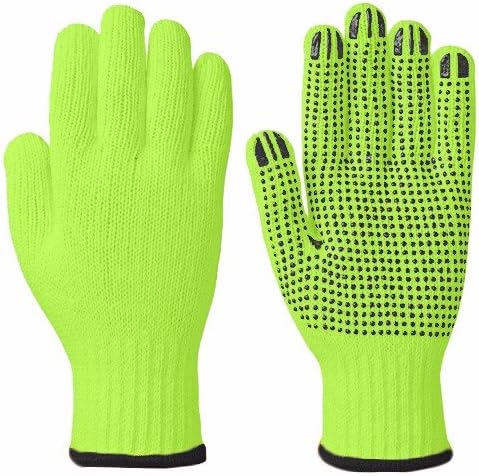 Широк обхват® Защитни Работни Ръкавици, с висока Видимост от Едър Futon PVC Грах, 1 Чифт