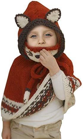 Bevogue/ Комплект Детски Вязаной шапки и Шал на една Кука, Зимна Ветрозащитный Шал и Шапка-Бини за Деца, Момчета и Момичета, по-Дебела