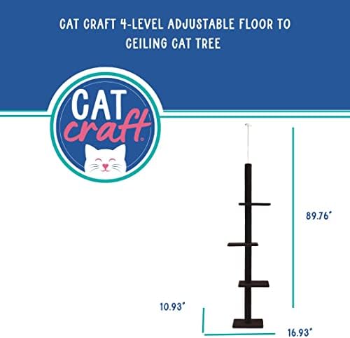 Котка Занаятите 4-Уровневое Carpeted floor, Регулируема от пода до тавана, За катерене по Кошачьему дърво и Много Голямо (подходящ