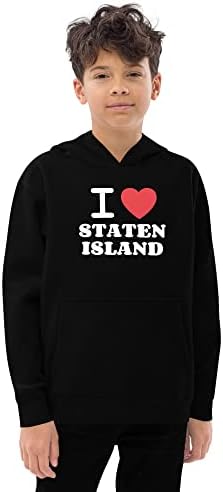Hoody с качулка I Love Staten Island младежки Унисекс - Пътуване в Стейтън Айлънд, Ню Йорк, Ню Йорк, Младежта Руното hoody с Червено