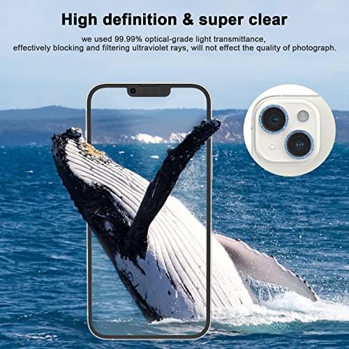 McgojoHi [Блестящ тъмносин] [2 комплекта] за защита на обектива на камерата на iPhone 13 Pro / iPhone 13 Pro Max, Защитно Фолио
