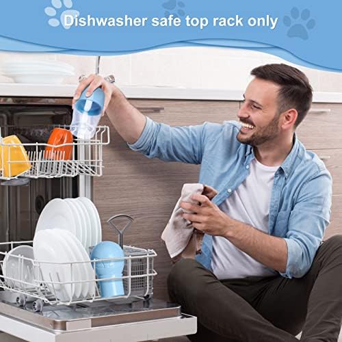 Бутилка за вода за кучета ARMLULU - Материал, подходящ за миене в миялна машина, за Многофункционални Преносима бутилка за вода за кучета с контейнер за храна, бутилка з
