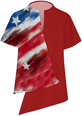 Ризи 4 юли, Женска Тениска С Американския Флаг, Блузи С V-образно деколте и къс Ръкав, Блузи в Звездната Ивица, Лятна Тениска С Вратовръзка-Боя