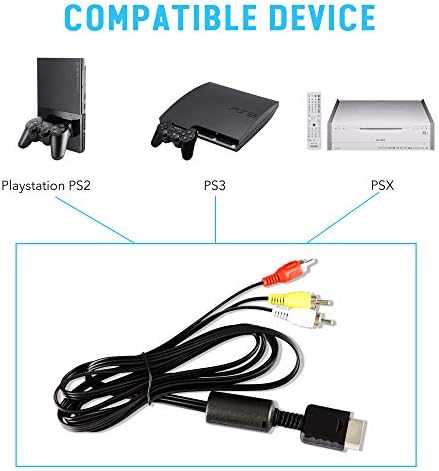 6 фута AV кабел за PS1, PS2, PS3, AV RCA Композитен Аудио-Видео, ТВ-кабел, Съвместим и с Playstation 1 2 3