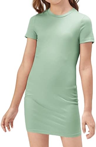 Основна тениска SHENHE гърлс с Кръгло деколте и Къс Ръкав, Облегающая Тениска, Мини-Рокли-моливи