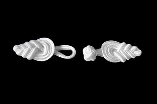 Altotux 6 Двойки Черно-бяла китайска Закопчалка във формата на Жаба с възел на копчета 3 инча (Бял)