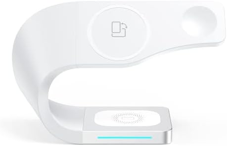 Елегантен Безжична Магнитна зарядно устройство с мощност 15 W 4 в 1 (Mag-Safe) за серия Apple - Готин дизайн в бял цвят