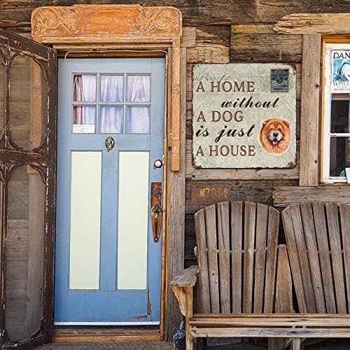 Забавна Метална Табела с Куче Къща Без Куче-това е просто Къща с Отпечатъците на лапите на кучето Чау-чау, Табела с Надпис Кучето, Деревенское Метално Изкуство, Стен
