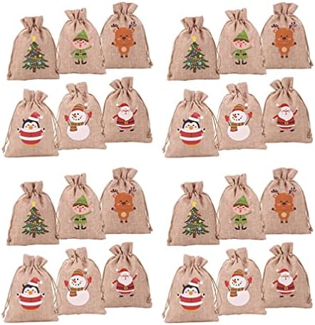 KESYOO Yule Decor 24шт Коледен Адвент-Календар Чанта 24 Дни Броене Чул Дантела Бонбони, Подаръчни Торбички Чували направи си САМ